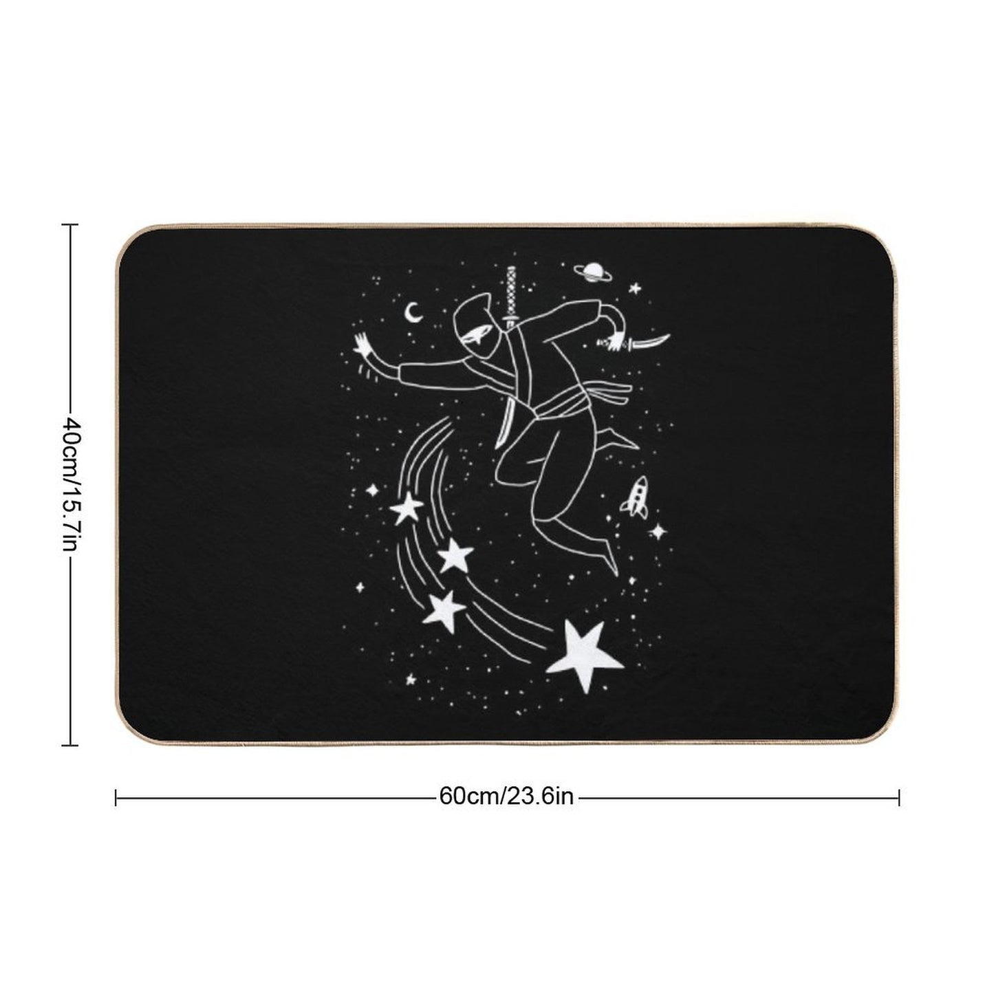Space Ninja Throwing Stars  Stain-Proof Bath Mat
