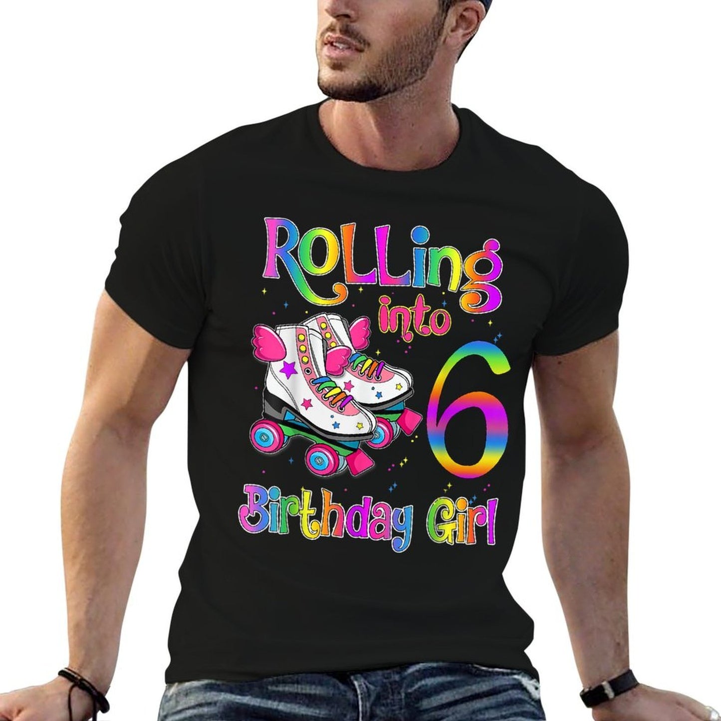 Rollin' Into 6 Roller Skating Rink 6th Birthday Party Girls  Affordable Price T-Shirt
