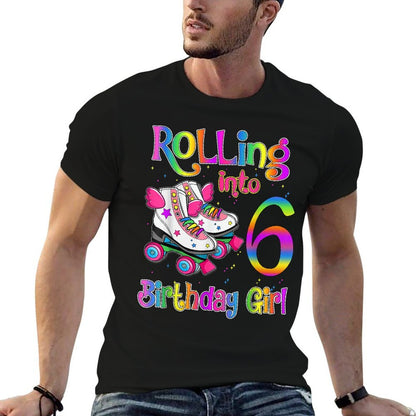 Rollin' Into 6 Roller Skating Rink 6th Birthday Party Girls  Affordable Price T-Shirt
