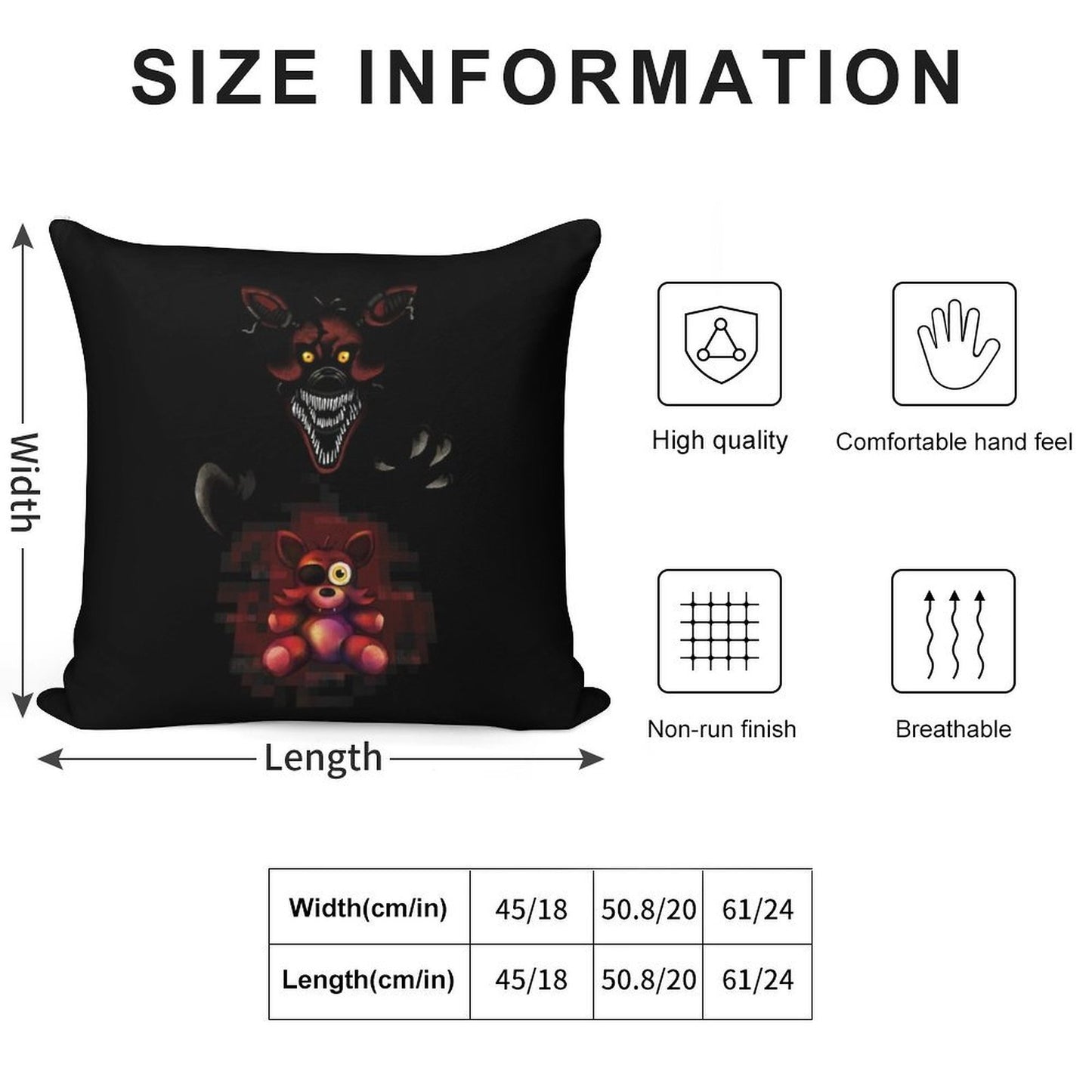 Five Nights at Freddy's - Fnaf 4 - Nightmare Foxy Plush Soft Durable Construction Throw Pillow