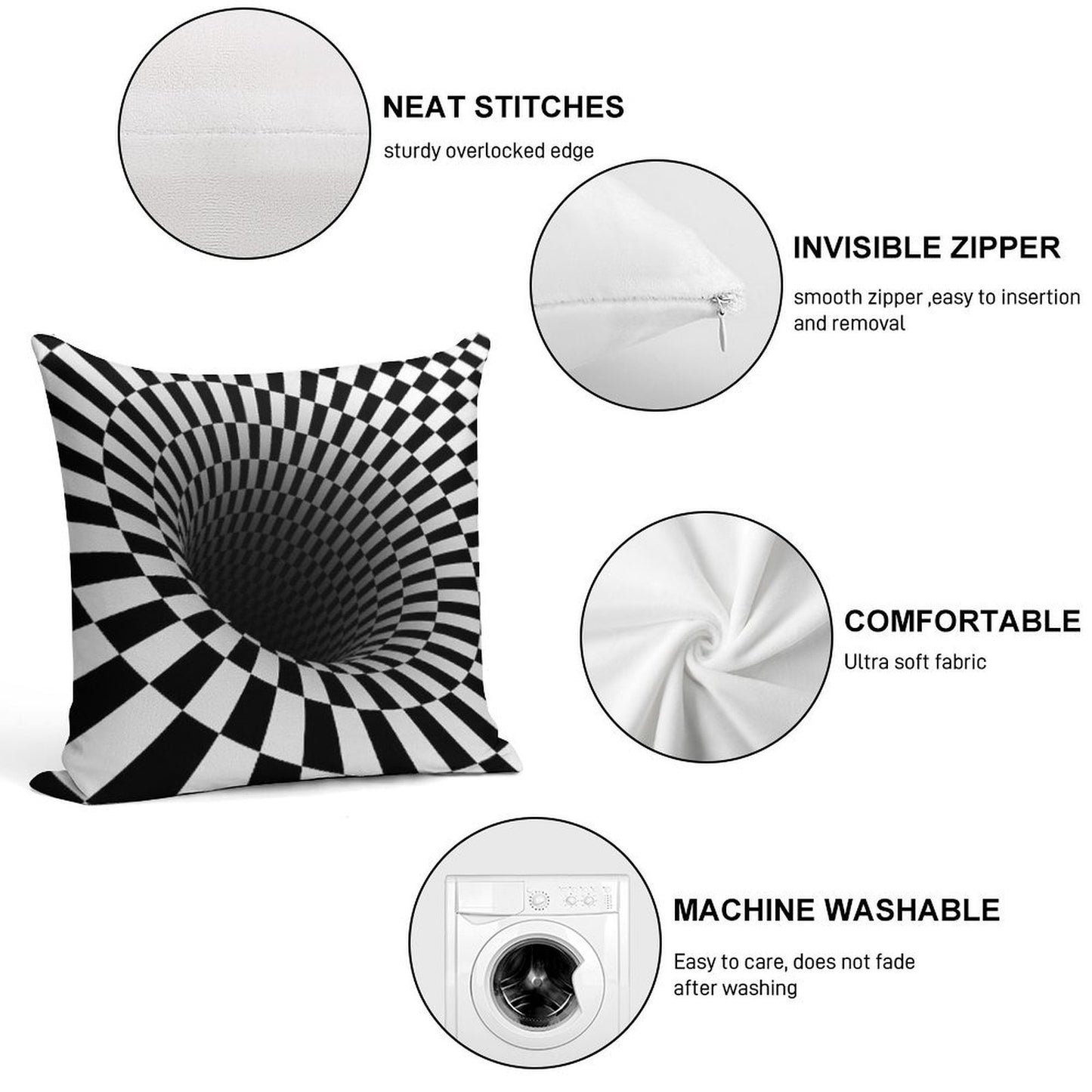 Black And White Optical Illusion Soft Gift Ready Throw Pillow