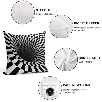 Black And White Optical Illusion Soft Gift Ready Throw Pillow