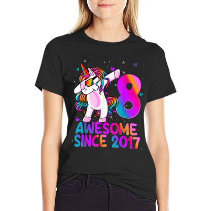 Dabbing Unicorn 8 Year Old 8th Birthday Girl Unicorn Party  Classic T-Shirt