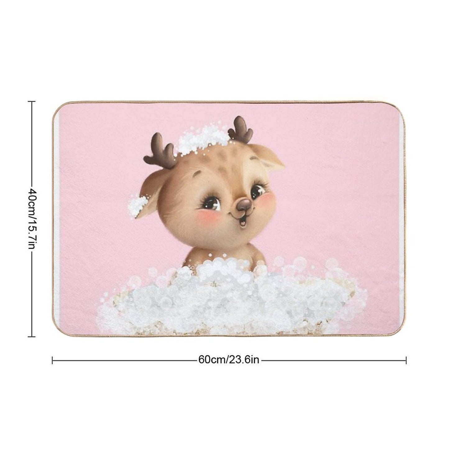 Baby Reindeer in A Bathtub, Girls Bathroom Print, Baby Animals in Tub, Whimsy Animal, Kids Bathroom Art  Easy Maintenance Bath Mat
