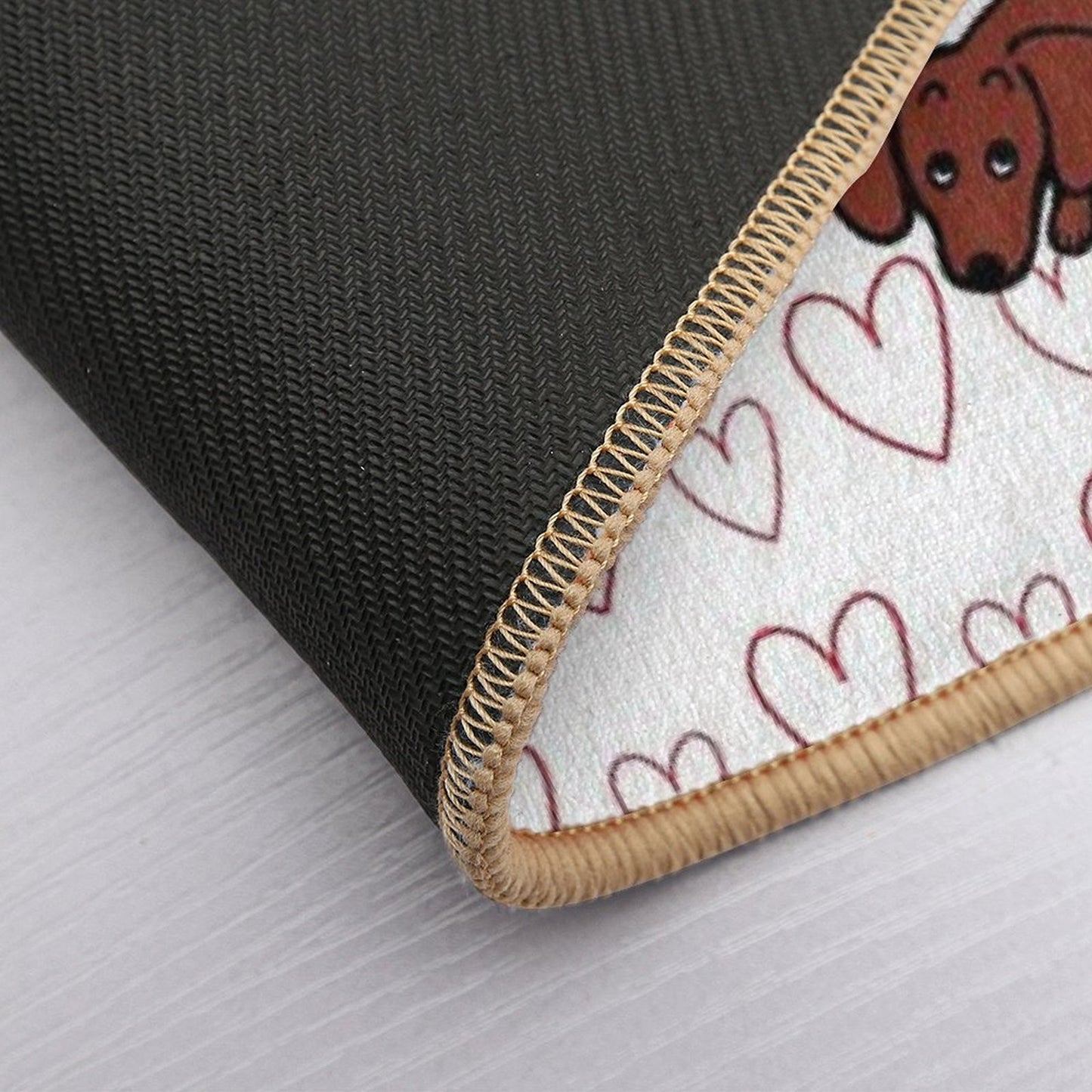 Red Smooth Haired Dachshund Floating in The Air  Repositionable Bath Mat