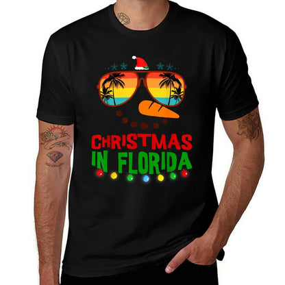 Christmas In Florida Sunglasses Palm Trees Family Vacation  Oversized Silhouette T-Shirt