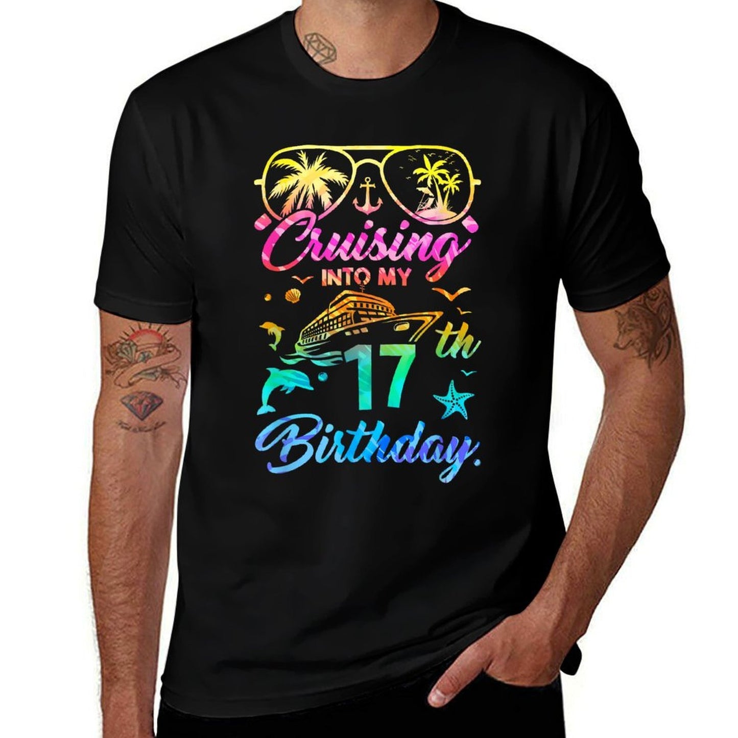 Cruising Into My 17Th Birthday Party 17 Years Old Cruise  Wrinkle-resistant T-Shirt