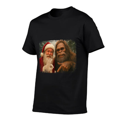 Funny 67 Santa with Bigfoot Six Seven 6 7 Meme Christmas  Cotton T-Shirt