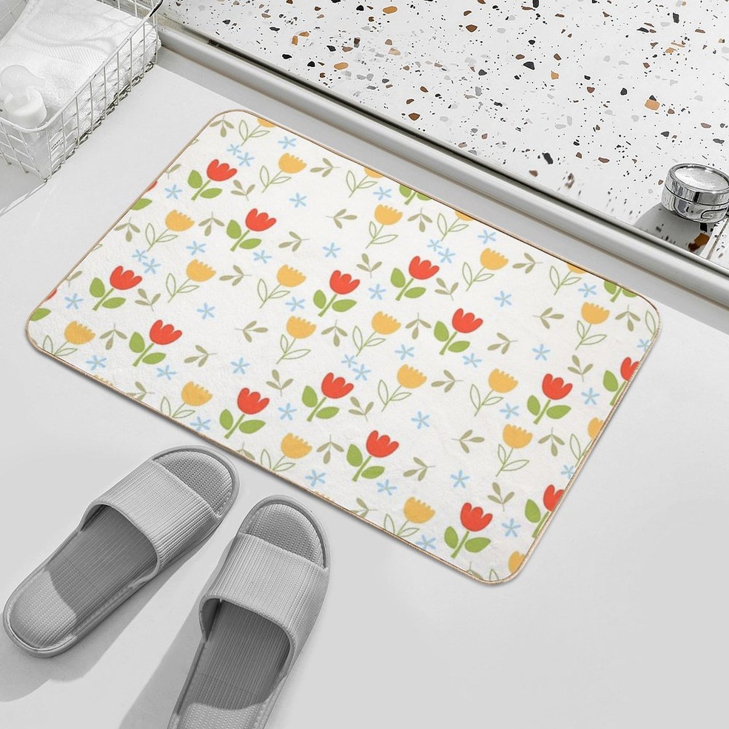 Cute Flower And Leaf Patterns  Multi-Purpose Bath Mat