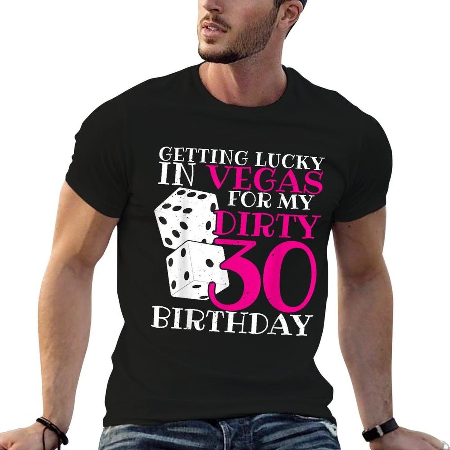 Getting Lucky in Las Vegas - Dirty 30 - 30th Birthday  Vintage-inspired T-Shirt