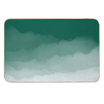 Emerald Green Watercolor Ombre (greenwhite)  Absorbent Bath Mat