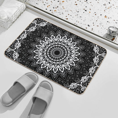 Black And White Security Mandala.  Eco-Friendly Bath Mat