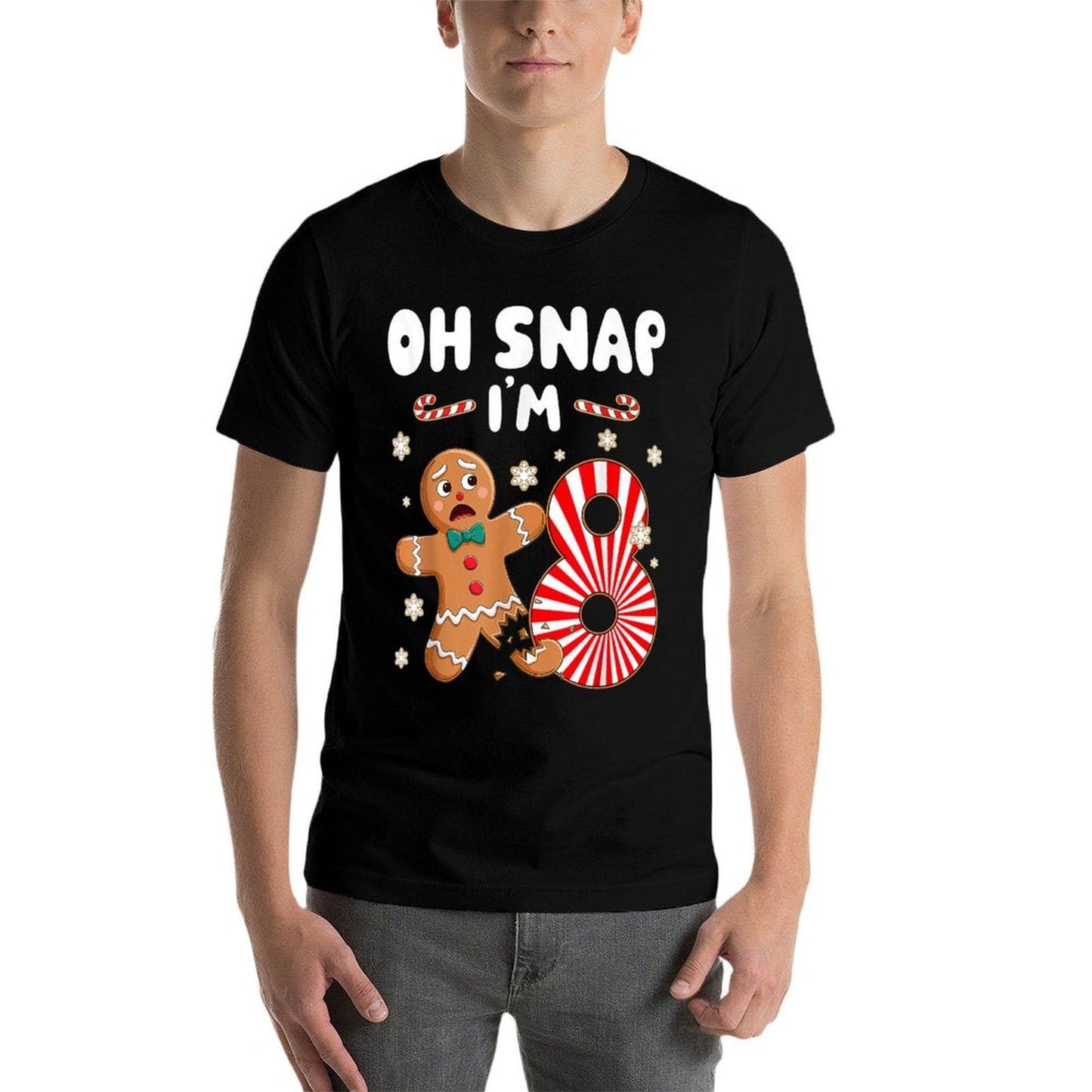 Christmas Oh Snap 8 Year Old Gingerbread Man 8th Birthday  Easy-care T-Shirt