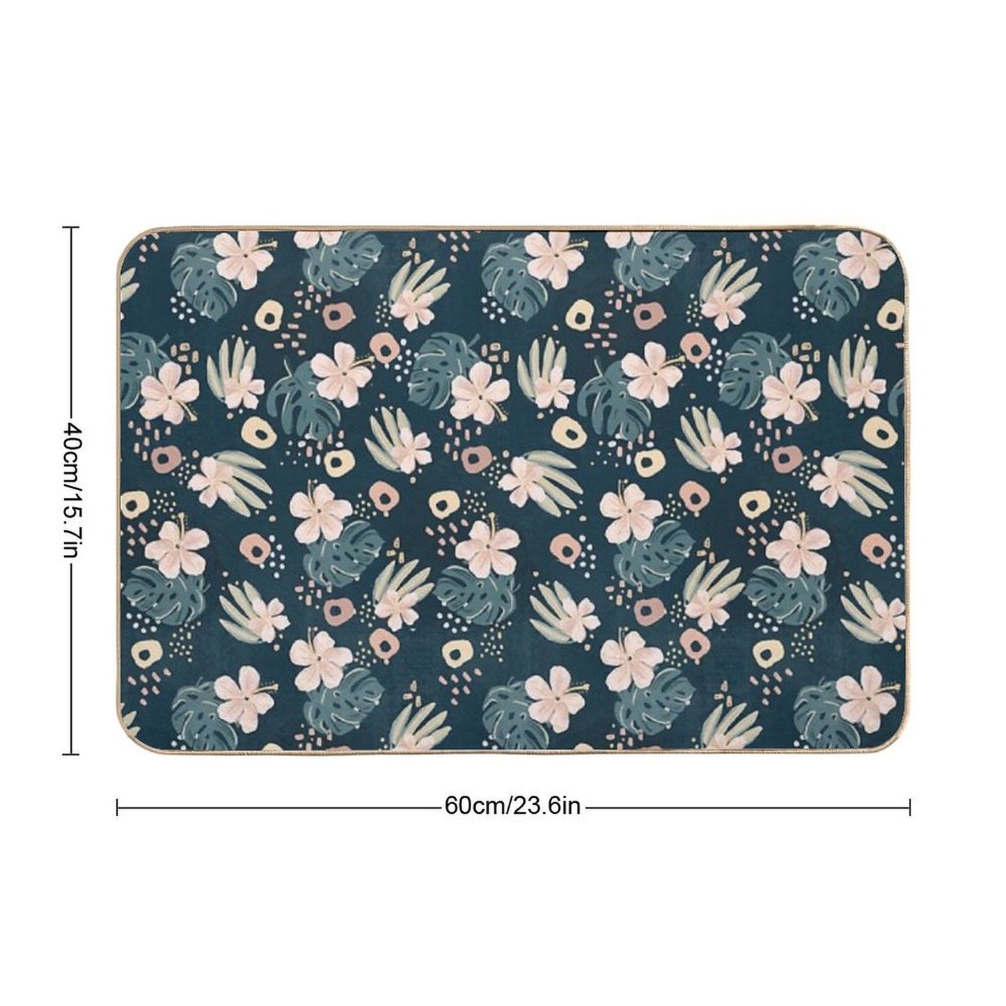 Hybiscus Pattern  Long-Lasting Bath Mat