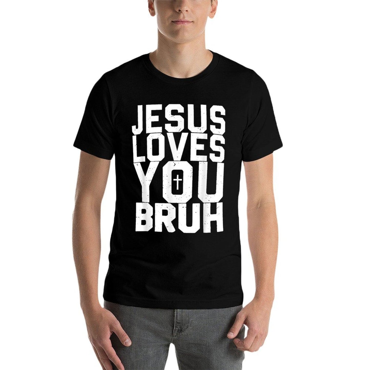 Minimalistic Jesus Love You Bruh Funny Christian Youth Boy  Lightweight T-Shirt