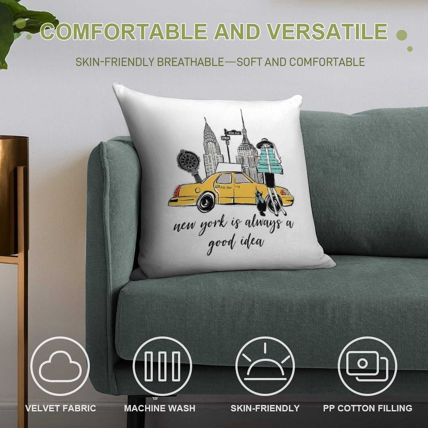 New York Girl Soft Shrink-Resistant Throw Pillow