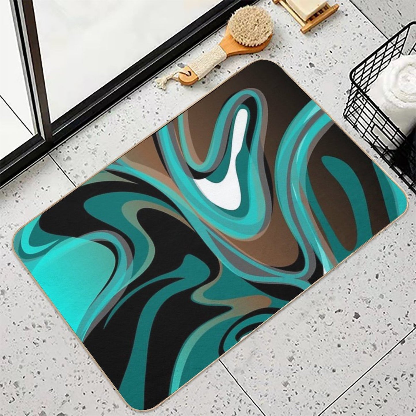 Liquify – Brown, Turquoise, Teal, Black, White  Dirt-Trapping Bath Mat