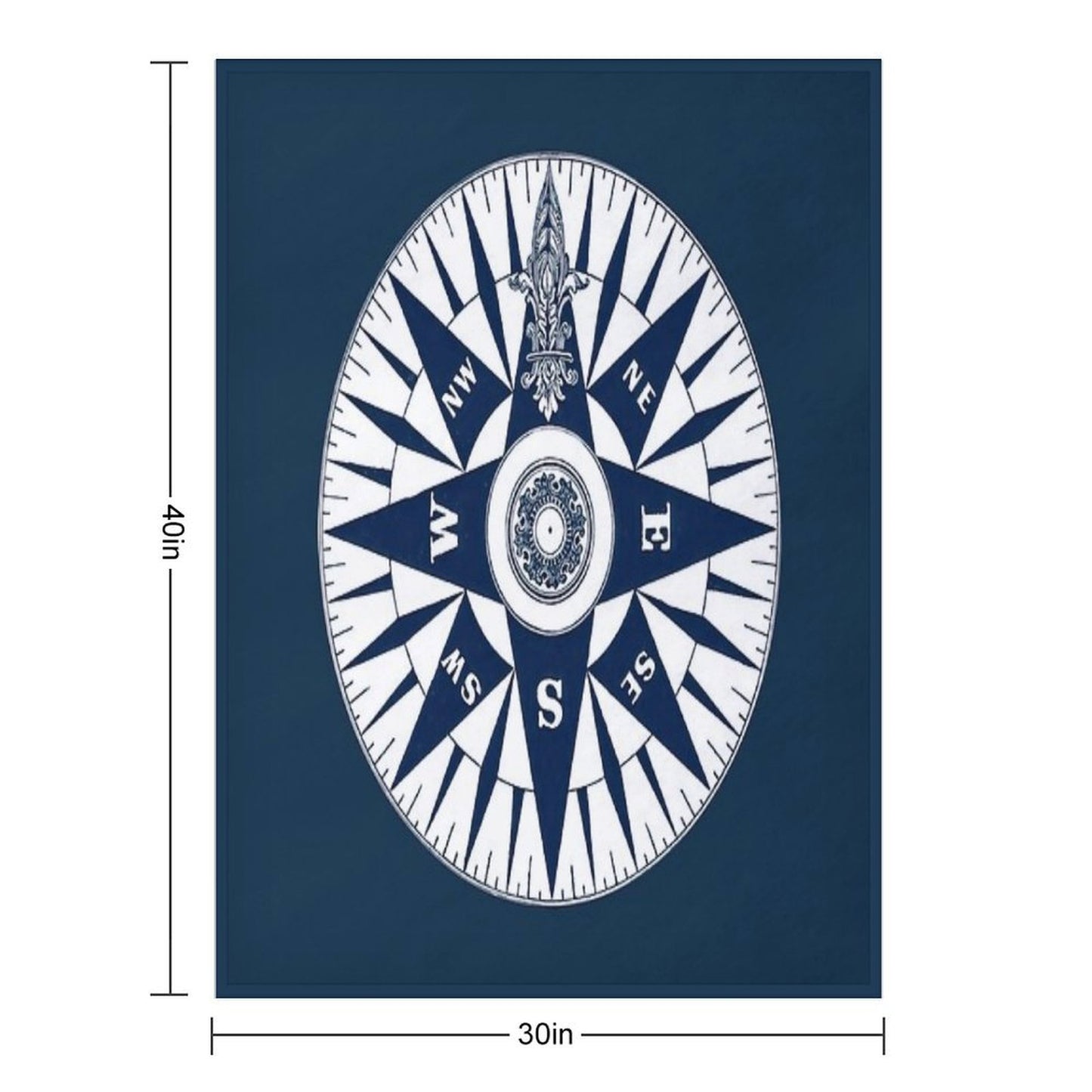 Ornate Vintage Nautical Compass on Navy Blue Premium Throw Blanket