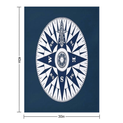 Ornate Vintage Nautical Compass on Navy Blue Premium Throw Blanket