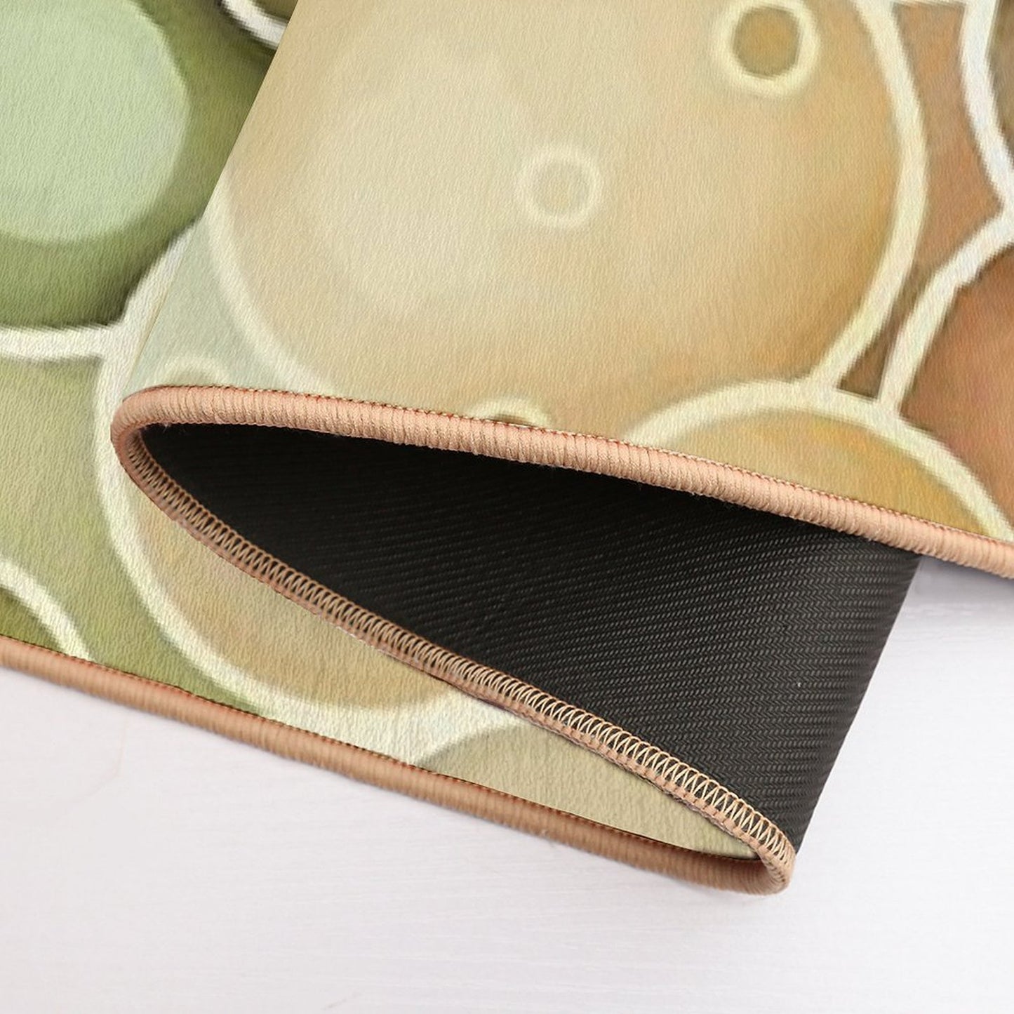 An Earth Tone Circles Watercolor Design- Boho Chic Patterns  Repositionable Bath Mat