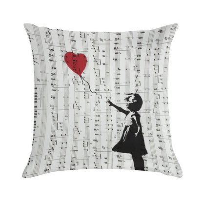 Girl With A Red Balloon by Banksy, Contemporary Street Art Soft Skin-Friendly Throw Pillow