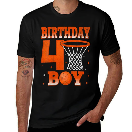 Kids Birthday Boy 4 Years Old Basketball 4th Birthday Party Kids  Affordable Price T-Shirt