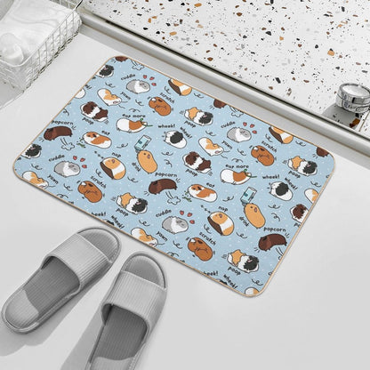 Guinea Pig Daily To-Do List - Blue Background  Easy Maintenance Bath Mat