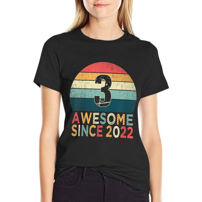 Kids 3rd Birthday Vintage Retro 3 Years Old Awesome Since 2022  Affordable Price T-Shirt