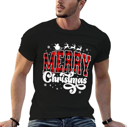 Merry Christmas Buffalo Plaid Red Santa Family Xmas Pajamas  Graphic-printed T-Shirt