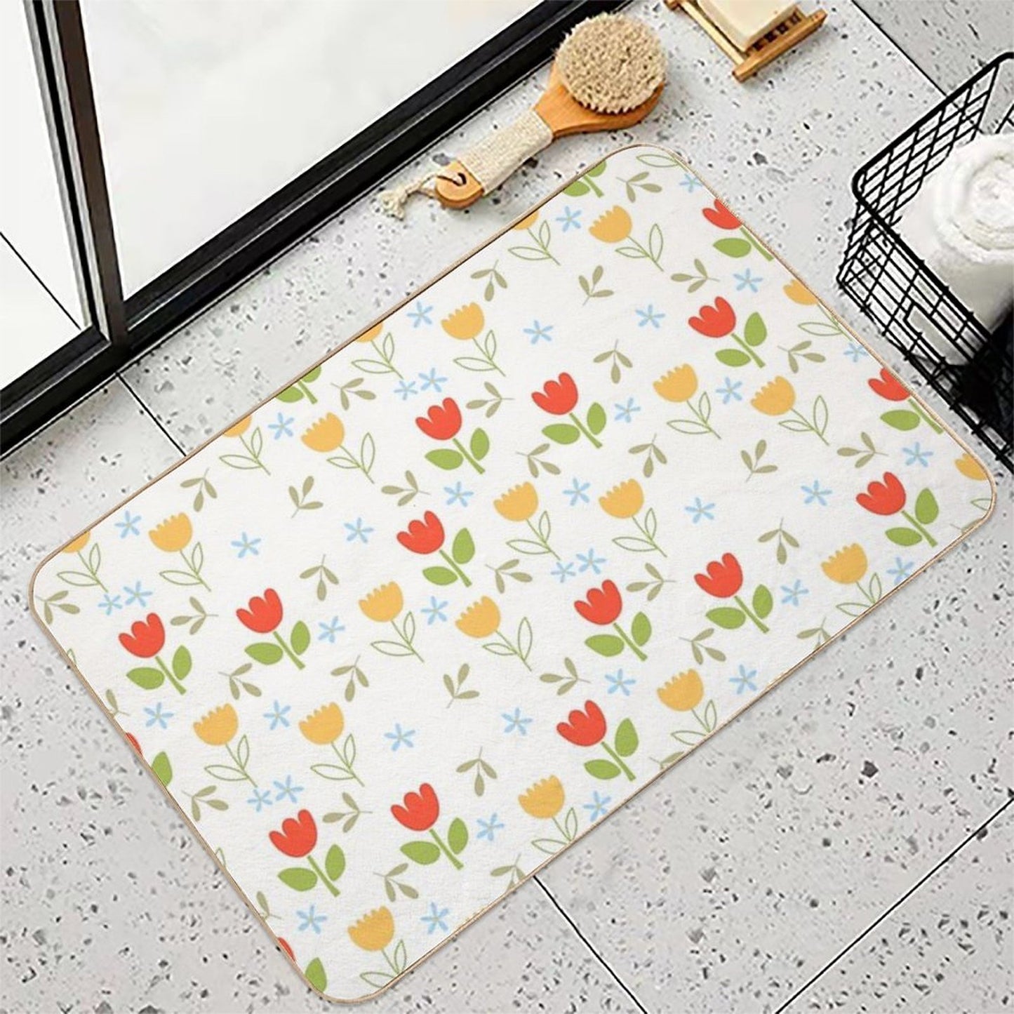 Cute Flower And Leaf Patterns  Multi-Purpose Bath Mat
