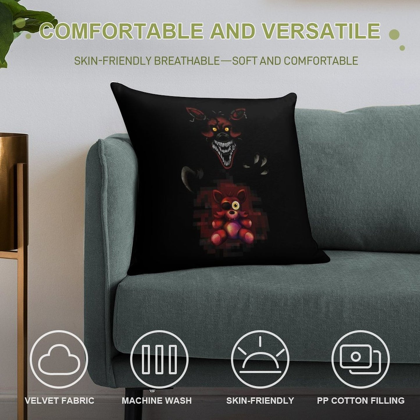 Five Nights at Freddy's - Fnaf 4 - Nightmare Foxy Plush Soft Durable Construction Throw Pillow