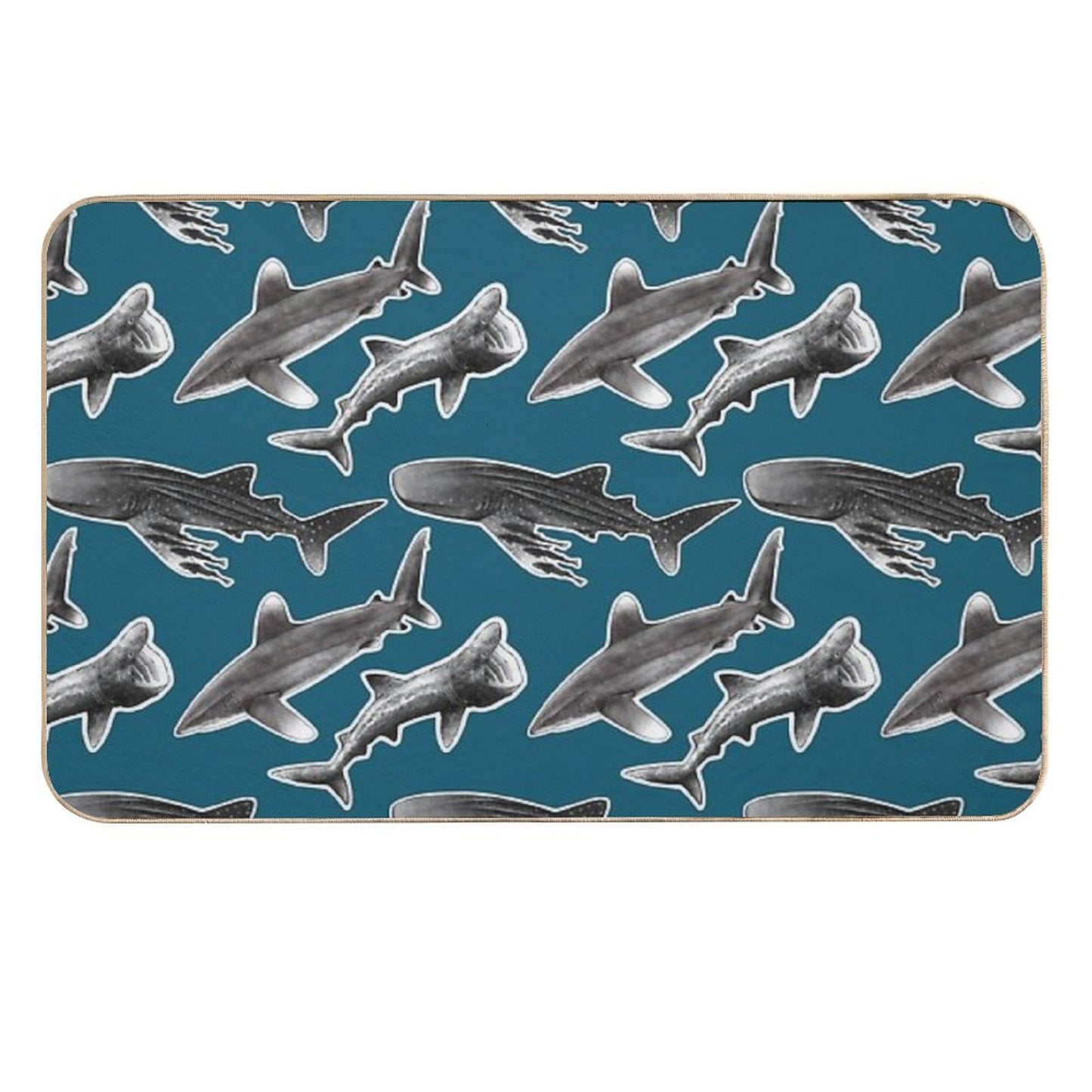 Infinity Sharks  Oceanic Whitetip Shark, Basking Shark, Whale Shark Durable Bath Mat