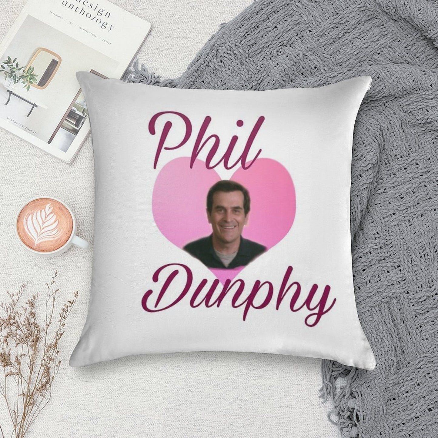 Modern Family Phil Dunphy Heart Meme Soft Home Decor Throw Pillow