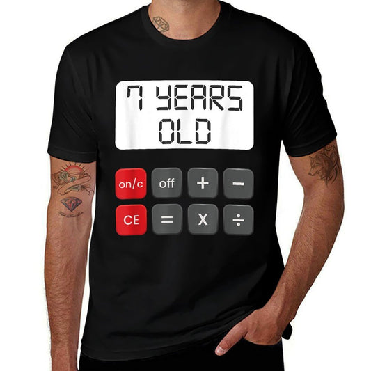 Funny Math Geek 7th Birthday Gift Math 7 Years Old Birthday  Heathered Texture T-Shirt