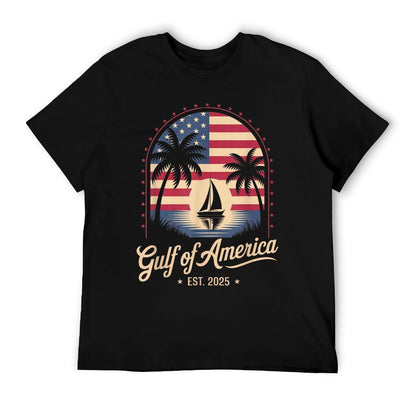 Retro Gulf Of USA America Est 2025 Gulf Mexico American Flag Slim-fit Cut T-Shirt
