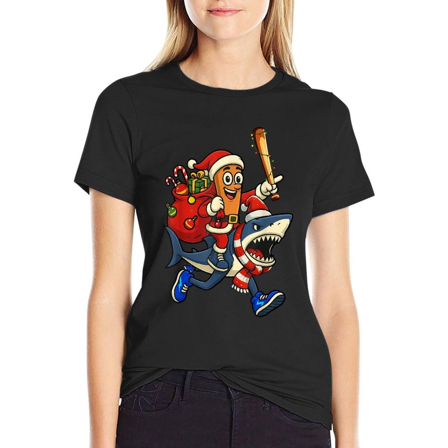 Funny Tung Tung Sahur Riding Tralala Xmas Italian Brainrot  Vintage-inspired T-Shirt