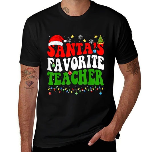 Santas Favorite Teacher Christmas Teacher Xmas Teachers  Relaxed-fit T-Shirt