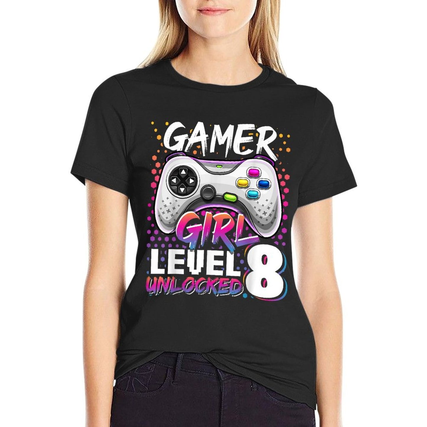 Gamer Girl Level 8 Unlocked Video Game 8th Birthday Gift  Vintage-inspired T-Shirt