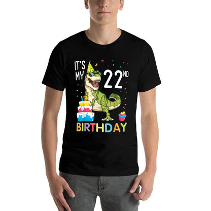 Dinosaur With Cake It's My 22nd Birthday Happy 22 Years Old  Soft T-Shirt