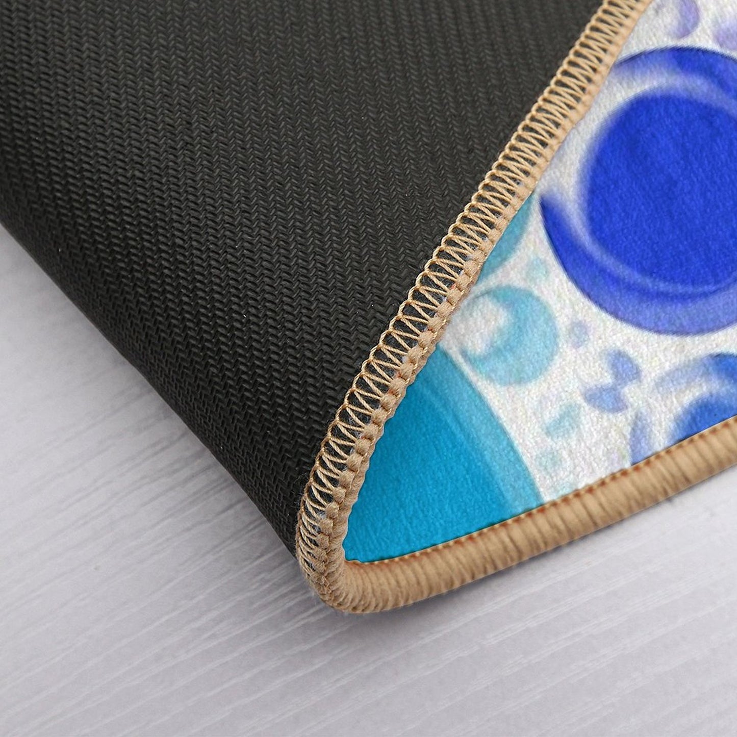 Aqua Blue Bubble Polka Dots Abstract Pattern  Toxin-Free Bath Mat