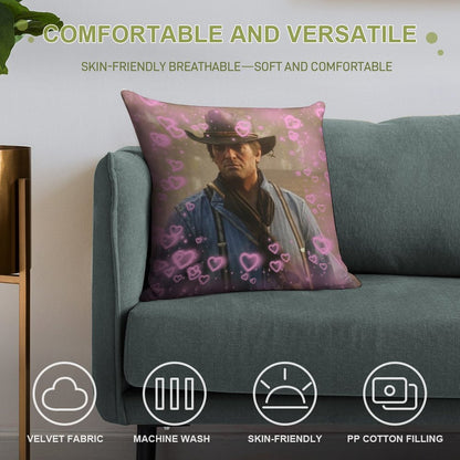 Arthur Morgan Hearts Soft High-Density Material Throw Pillow