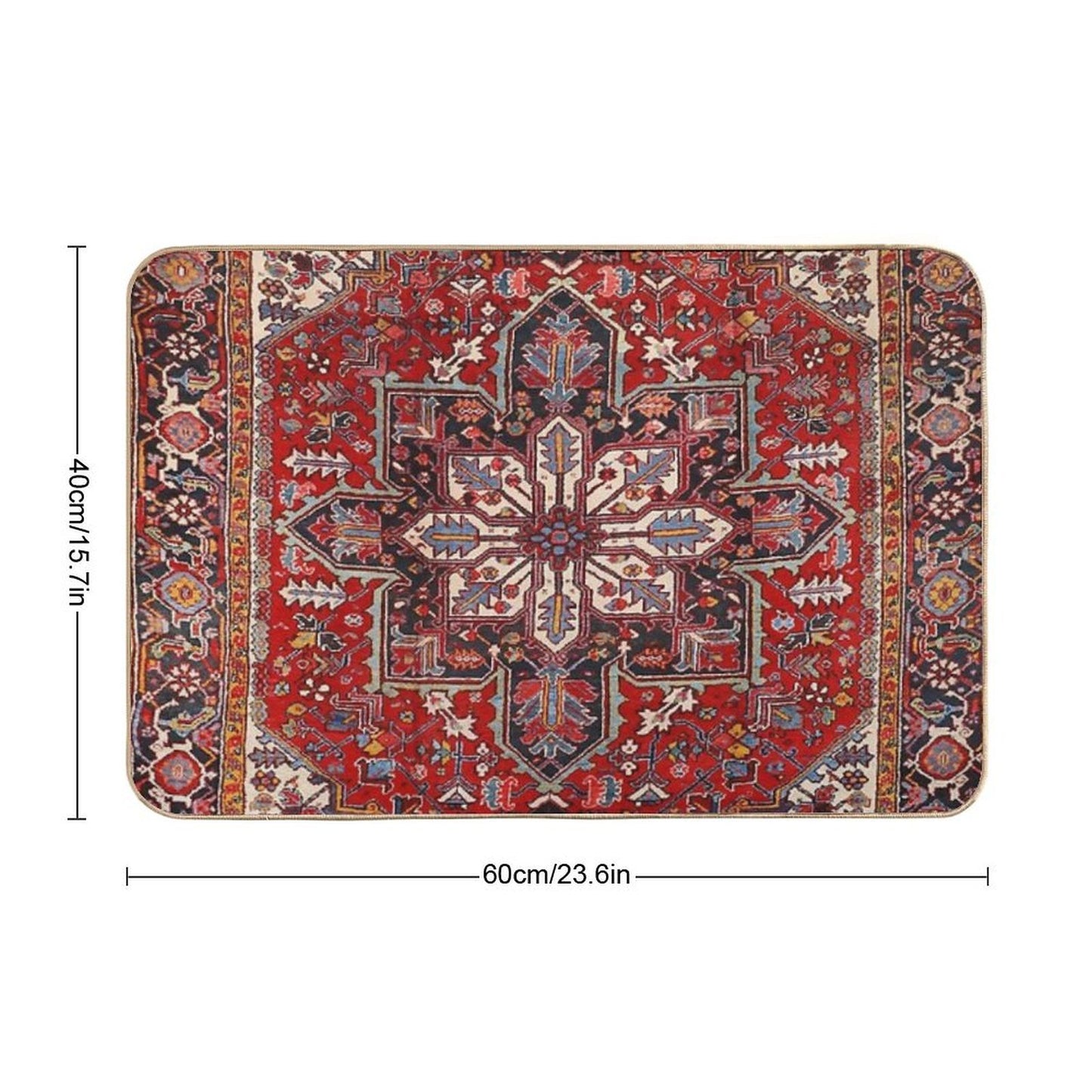 Persia Heriz 19th Century Authentic Colorful Picture of A Blue Red And Cream Rug  Versatile Bath Mat
