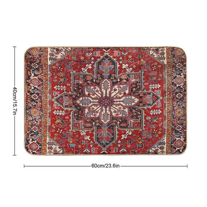 Persia Heriz 19th Century Authentic Colorful Picture of A Blue Red And Cream Rug  Versatile Bath Mat