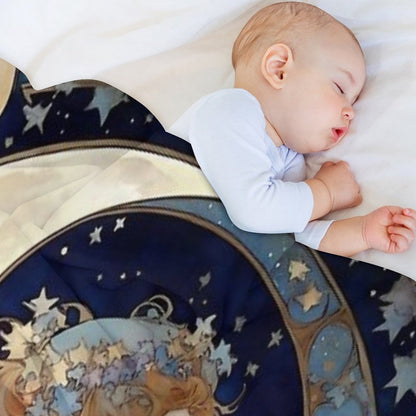 Celestial Dreams Alphonse Mucha Inspired Moon And Stars Plush Throw Blanket