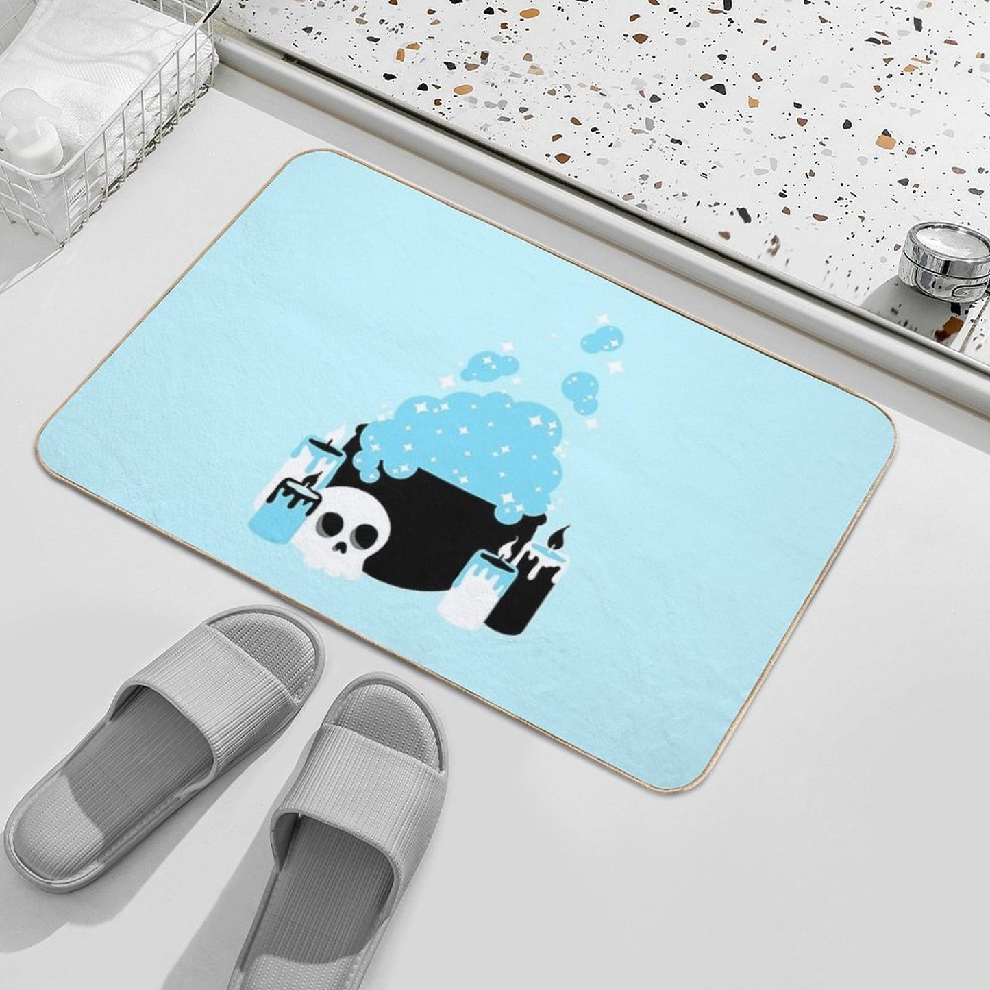 Cauldron Bubbles Blue  Long-Lasting Bath Mat