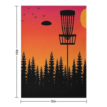 Distressed Disc Golf Frolf Frisbee Player Retro Vintage 70s Travel-friendly Throw Blanket