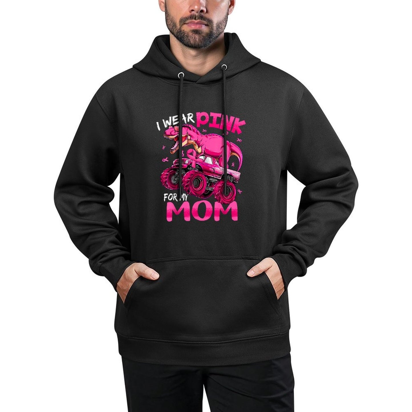 I Wear Pink For My Mom Breast Cancer Awareness Dinosaur Kids Customizable Surface Hoodie
