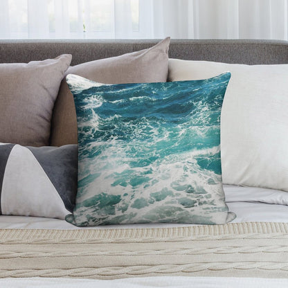 Blue Ocean Waves Soft Hidden Zipper Throw Pillow