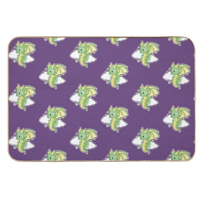 Cute Green Dragon Whimsical Fantasy Art  Eco-Friendly Bath Mat