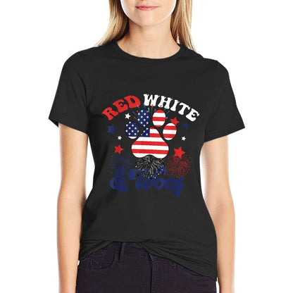 Red White And Woof Patriotic Dog Lover USA 4th Of July  Eco-friendly Material T-Shirt